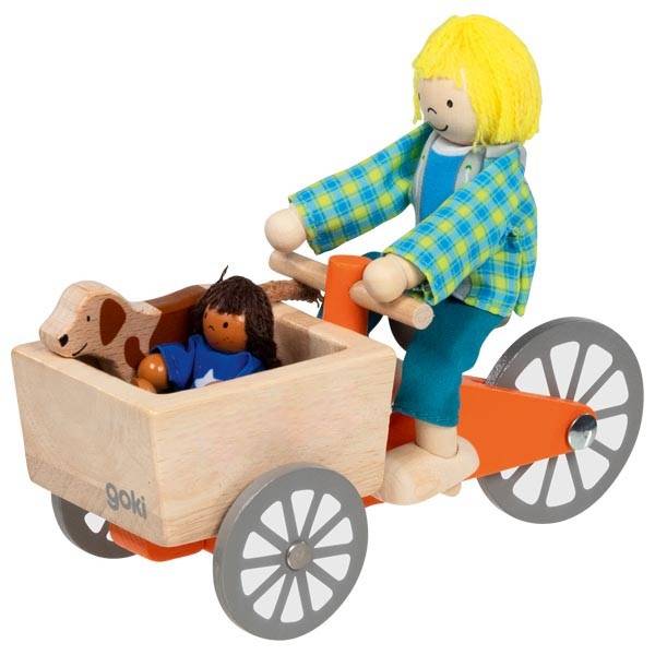 GOKI Lastenfahrrad mit 2 Biegepuppen und Hund