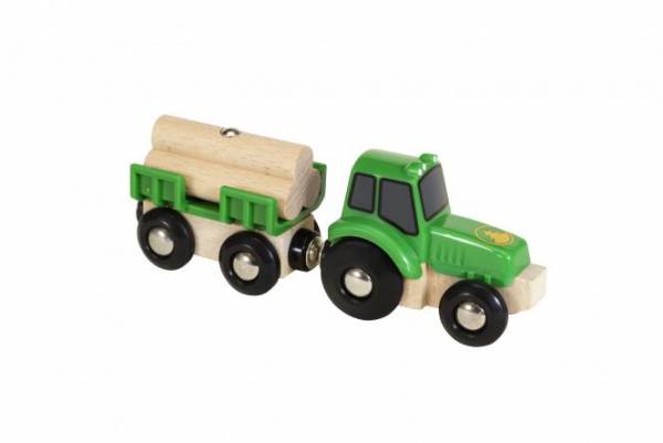 Traktor mit Holz-Anhänger