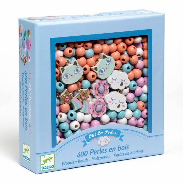 DJECO Schmuck basteln: Holzperlen Regenbogen