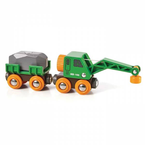 BRIO Grüner Kranwagen mit Anhänger und Fracht