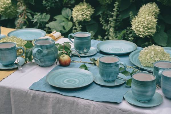 Frühstück/Abendbrot Bundle - Teller & Tasse mit Untertasse - Sommerkollektion 2023