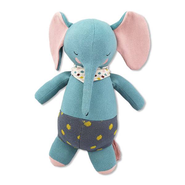 AVA & YVES Kuscheltier Elefant mit gepunkteter Hose, dunkelblau/pink