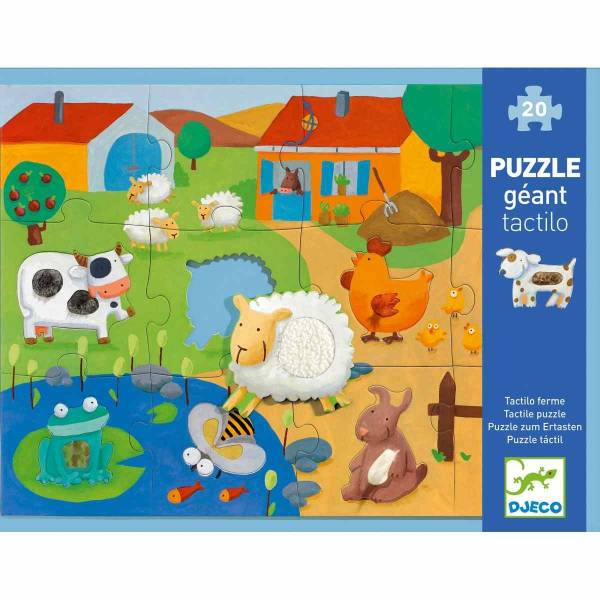DJECO Bodenpuzzle: Fühlpuzzle Bauernhof - 12 Stk.