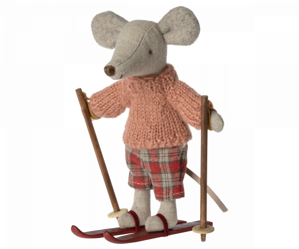 MAILEG Wintermaus mit Ski - Große Schwester