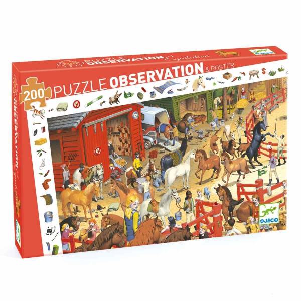 DJECO Puzzle Wimmelbild Reiterhof (200 Teile)