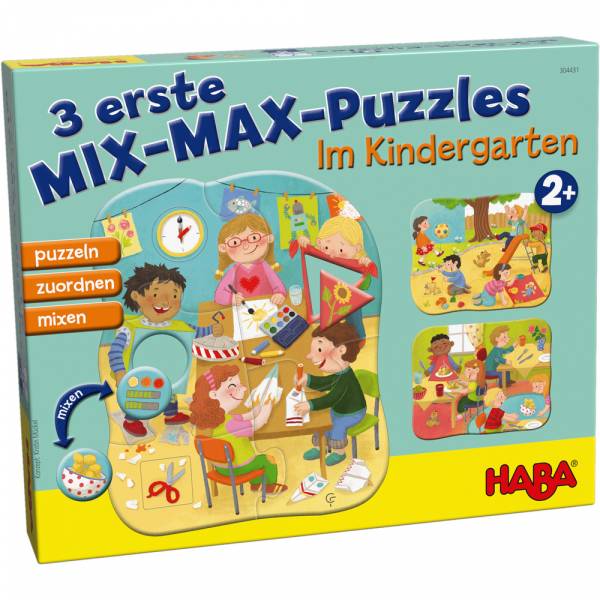 3 erste Mix-Max-Puzzles – Im Kindergarten