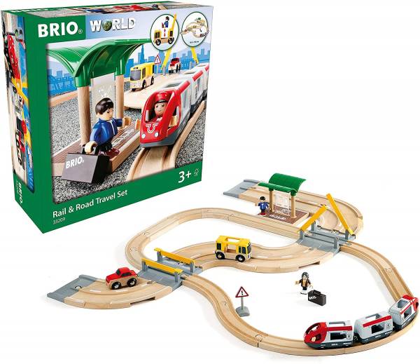 BRIO Brio World Eisenbahn Set Straßen und Schienen Reisezug Set 33 Teile