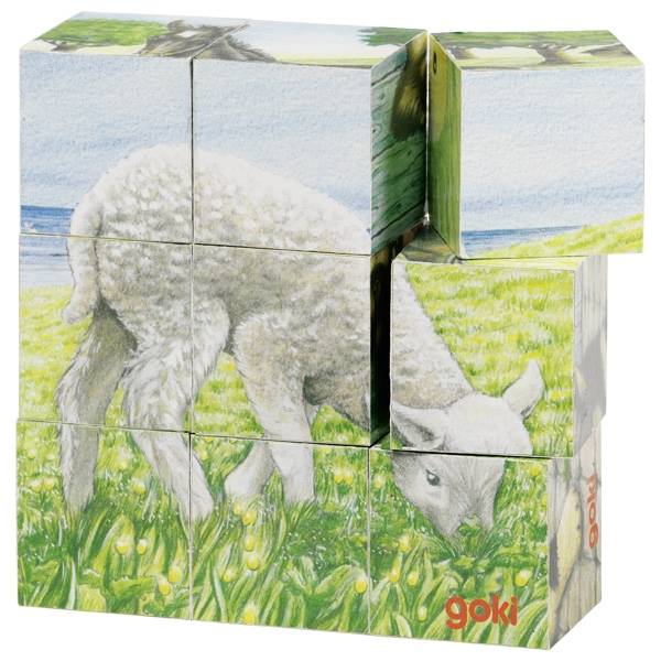 GOKI Würfelpuzzle Bauerhoftiere