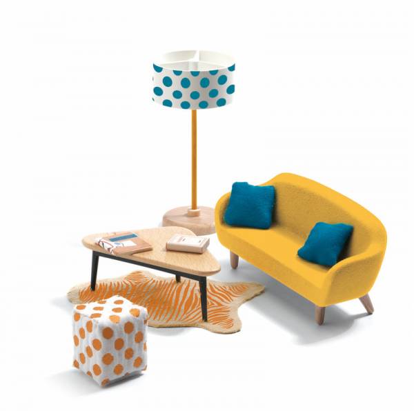 DJECO Puppenhaus: Wohnzimmer (orange)