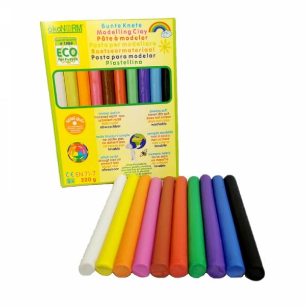 ÖKONORM Bunte Knete, 220g, immer weich - 10 Farben