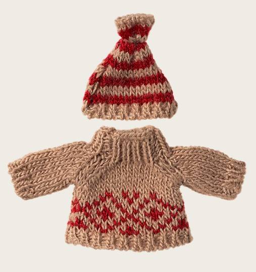 MAILEG Strickpullover und Mütze, Mama Maus