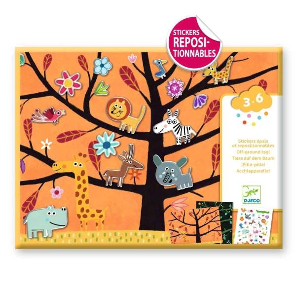 Tiere auf dem Baum (30 Sticker / mehrmals verwendbar)